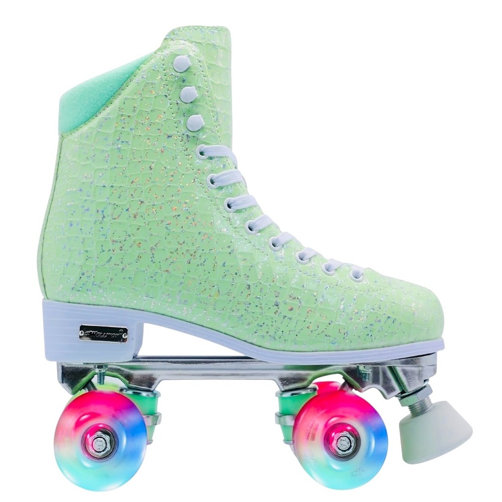 NEW Wellwon Girls 4 Youth Sparkling Mint‎ Green Light Up Wheel Roller Skates - Picture 2 of 10